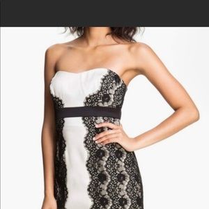 Max & Cleo Olivia Dress Strapless Satin Cocktail Black White Women's 6